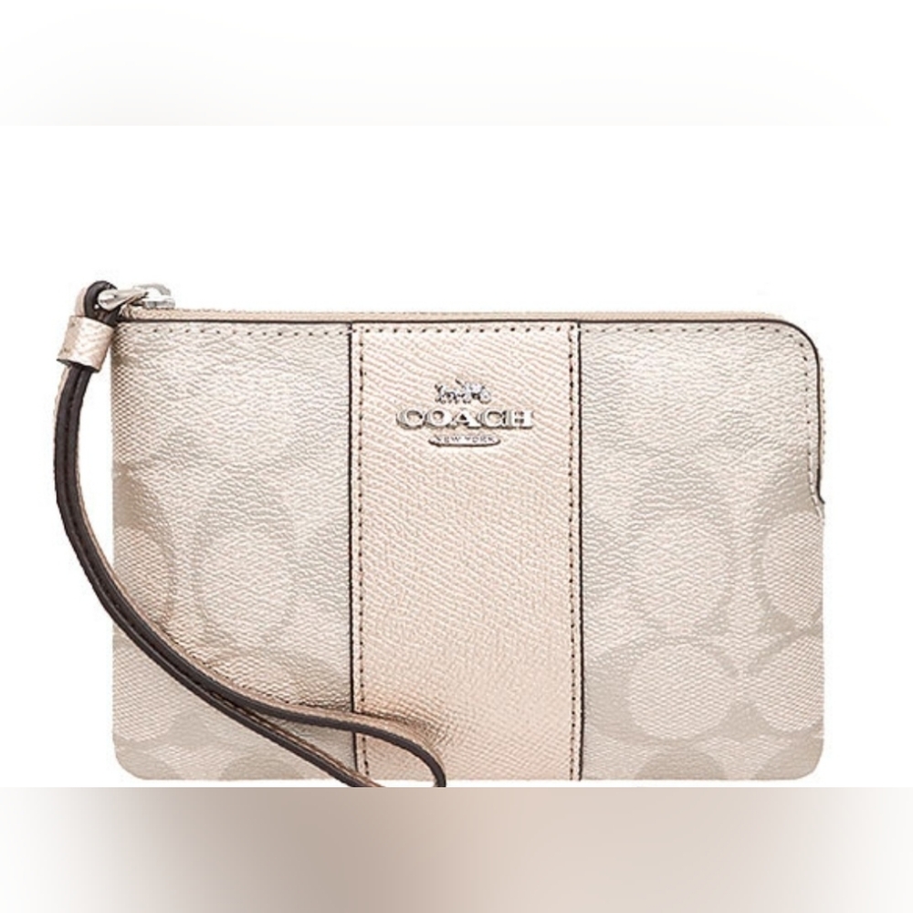 Coach Metallic Wristlet Clutch Good Cond